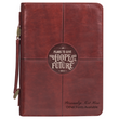 Load image into Gallery viewer, Hope And A Future Chestnut Brown Faux Leather Personalized Bible Cover For Men