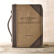 Load image into Gallery viewer, Be Strong &amp; Courageous Joshua 1:9 Faux Leather Brown Bible Cover
