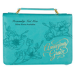 Load image into Gallery viewer, Amazing Grace Floral Teal Faux Leather Personalized Bible Cover For Women

