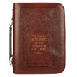 Load image into Gallery viewer, Psalm 16:11 Faux Leather Brown Personalized Bible Cover for Men
