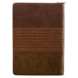 Load image into Gallery viewer, Strong &amp; Courageous  Joshua 1:5-7 Brown Zippered  Journal
