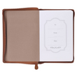 Load image into Gallery viewer, Personalized Journal Custom Text Your Name Be Strong Brown Faux Leather Classic Journal with Zippered Closure - Joshua 1:9
