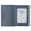 Load image into Gallery viewer, Personalized KJV Holy Bible Thinline Large Print Navy Faux Leather w/Thumb Index King James Version
