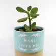 Load image into Gallery viewer, Jade Succulent Plant in "Jesus Loves Me" Planter
