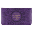 Load image into Gallery viewer, Strength and Dignity Proverbs 31:25 Purple Faux Leather Checkbook Cover
